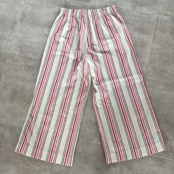 LOFT Beach Striped Pull-On Smocked Wide Leg Pants - Size M - Picture 6 of 9
